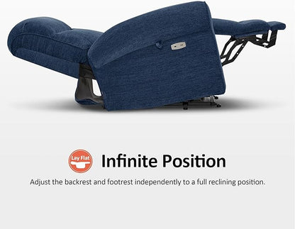MCombo Dual Motor Power Lift Recliner Chair with Massage and Heat for Elderly, USB Ports, Lay Flat, Fabric 7666 (Navy Blue)