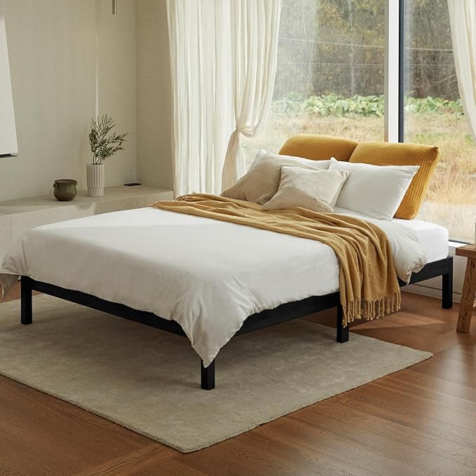 LIFEMENT Classic Wood Platform Bed Frame, Essential, Noise Free, Under Bed Storage, No Box Spring Needed, Easy Assembly (Black, King (U.S. Standard))