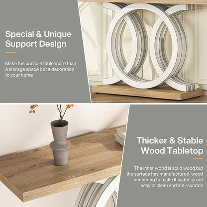 Tribesigns 55 in Console Table with Geometric Base, Modern Hallway Table, Wooden Entryway Table, Foyer Sofa Table, Unique Long Accent Table for Decoration and Organization (White) Brand