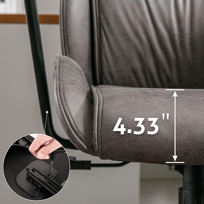 High Back Office Desk Chair,Ergonomic Reclining Office Chair,Modern Swivel Computer Chair,Conference Room Chairs,Grey Leather Chair with Lumbar Support,330lbs