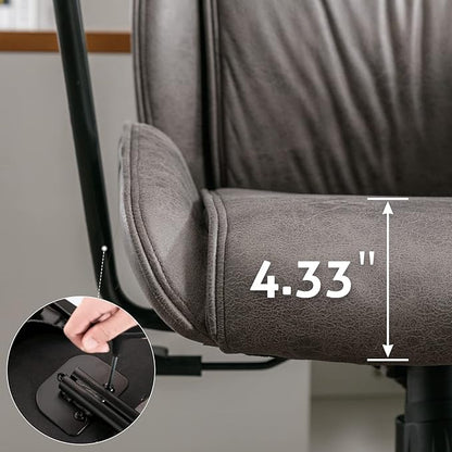 High Back Office Desk Chair,Ergonomic Reclining Office Chair,Modern Swivel Computer Chair,Conference Room Chairs,Grey Leather Chair with Lumbar Support,330lbs