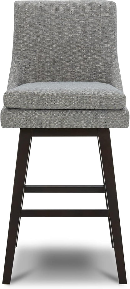 CHITA Bar Height Swivel Barstool with Back Set of 2, FSC Certified Upholstered Bar Stool, 30.7" H Seat Height, Fabric in Fog