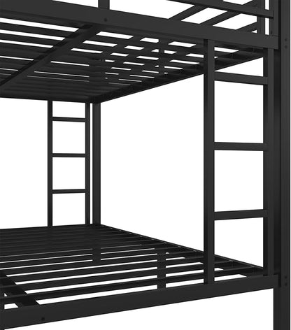 Bellemave Queen Over King Bunk Bed for Adults, Queen Over King Bunk Beds Frame with 2 Side Ladder and Full Length Guardrail, Easy Assemble Bunkbeds, Noise Reduced, Mattress Not Included, Black