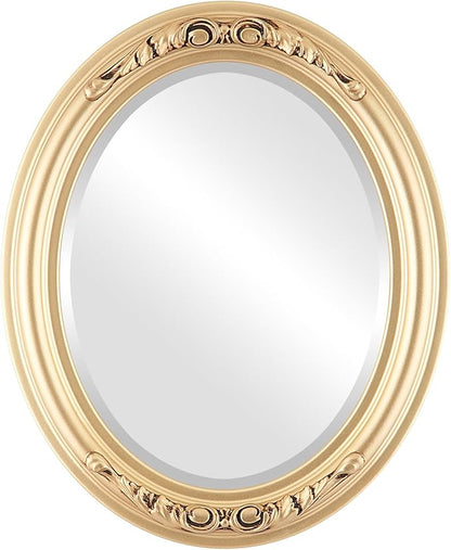OVALCREST Oval Beveled Wall Mirror for Home Decor - Florence Style - Gold Spray - 34" x 24"