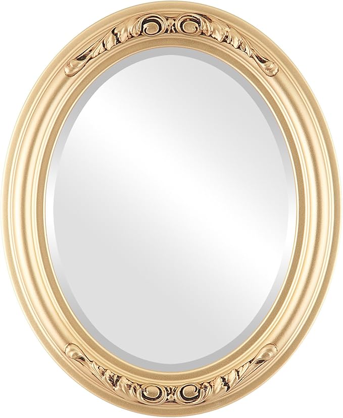 OVALCREST Oval Beveled Wall Mirror for Home Decor - Florence Style - Gold Spray - 32" x 26"