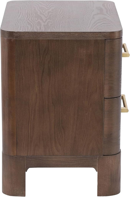 Christopher Knight Home Egbert Modern Nightstand with Drawers, Wooden Small Night Stand with Rounded Corners Design, Bedside Table/End Table for Bedroom, Multipurpose Storage Cabinet, Brown