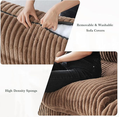 Modular Sectional Sofa, L Shaped Sofa with Ottoman, 78.74" Oversized Loveseat, Plush Deep Seat Sleeper Couches for Living Room, Apartment, Couch Cushion Covers Removable, Brown