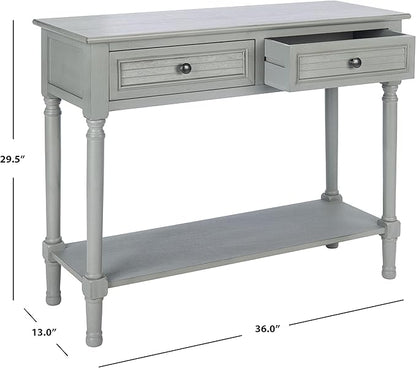 SAFAVIEH Home Collection Tate Distressed Grey 2-Drawer Bottom Shelf Console Table CNS5720C