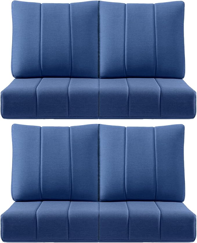 Luxury 24x24x6 Inch Kitty Outdoor Chair Cushions Set of 4 - Heavy Duty Water-Resistant Comfortable Cushion for Patio Furniture Dining Gliding Rocking Chair Loveseat Sofa - Navy Blue