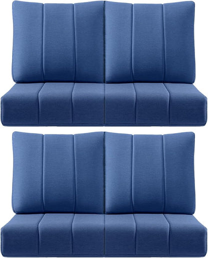 Luxury 24x24x6 Inch Kitty Outdoor Chair Cushions Set of 4 - Heavy Duty Water-Resistant Comfortable Cushion for Patio Furniture Dining Gliding Rocking Chair Loveseat Sofa - Navy Blue