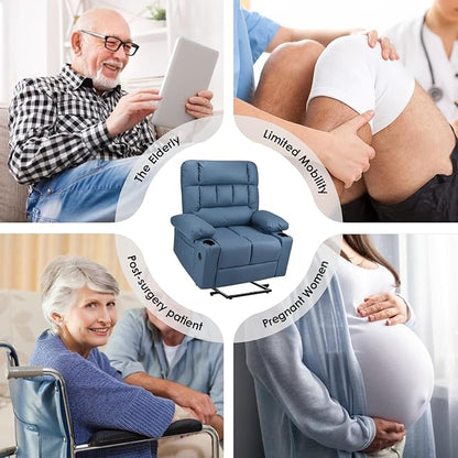 Soohow Oversized Power Lift Recliner Chair with Massage and Heat for Elderly Big and Tall, Large Fabric Recliner Wide Electric Recliner Chair with USB Ports, Cup Holders, Side Pockets