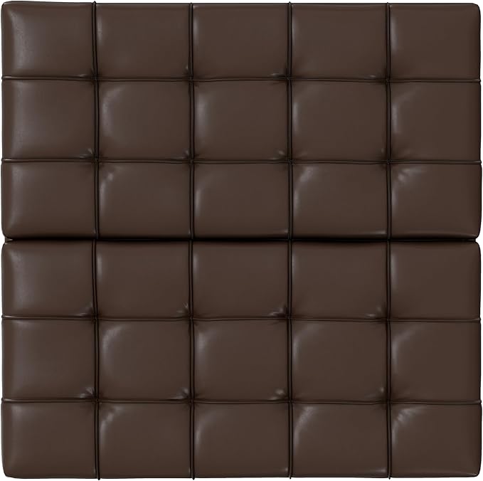 SIMPLIHOME Harrison 40 inch Wide Transitional Square Large Coffee Table Storage Ottoman in Chocolate Brown Vegan Faux Leather, Assembled, for The Living Room and Bedroom