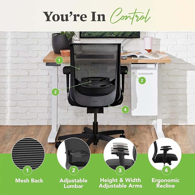 HON Convergence Ergonomic Office Chair, Breathable Back Support Mesh, Adjustable Arms, Computer Chair with Lumbar Support, Rolling Swivel Wheels, Comfortable Synchro-Tilt Recline, Fabric, Ruby
