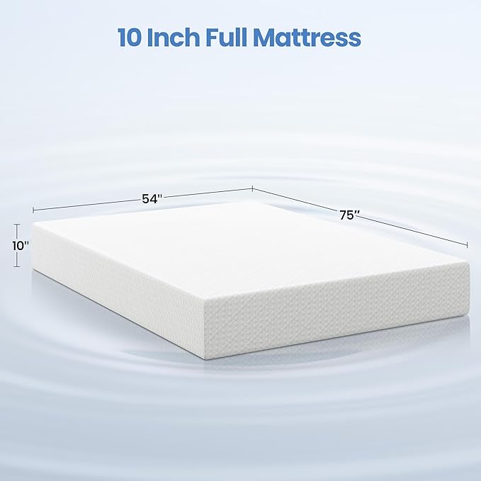 Yaheetech 10 Inch Full Size Mattress 3 Foam Layer Cooling Gel Memory Foam Mattresses, Green Tea for Fresher Sleep, Medium Firm, CertiPUR-US Certified, No Fiberglass, Full Mattress in a Box