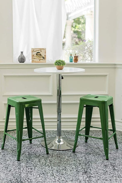 Vogue Furniture Direct 24" High Bar Stools Backless Green Metal Barstools Indoor-Outdoor Counter Height Stools with Square Seat, Set of 2 - VF1571020