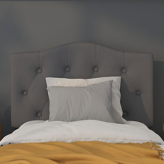 BizChair Tufted Upholstered Twin Size Headboard in Dark Gray Fabric