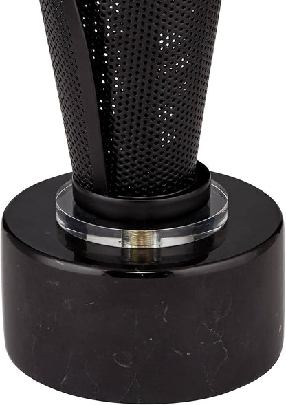 Possini Euro Design Sasha Modern Industrial Table Lamp 31 1/2" Tall Sculptural Black Metal Organza Sheer Outer White Fabric Inner Dum Shade for Bedroom Living Room House Bedside Nightstand Office