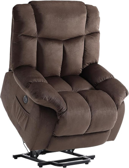 CANMOV Power Lift Electric Recliner Chair for Elderly- Heavy Duty and Safety Motion Reclining Mechanism-Antiskid Fabric Sofa for Living Room, Chocolate