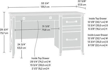 Sauder Carson Forge Vintage Rustic Computer Desk for Home Office with Drawers, in Coffee Oak