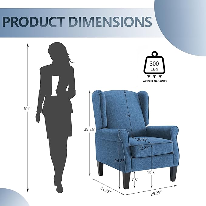 Accent Chair Set of 2, Modern Living Room Chairs with Wingback, Comfy Upholstered High Back Single Sofa for Bedroom, Mid-Century Reading Armchair Sillas para Sala
