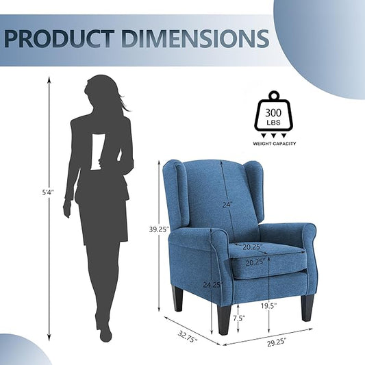Accent Chair Set of 2, Modern Living Room Chairs with Wingback, Comfy Upholstered High Back Single Sofa for Bedroom, Mid-Century Reading Armchair Sillas para Sala