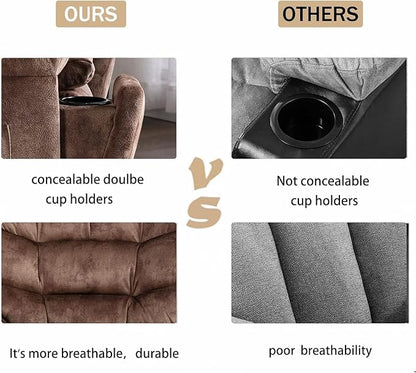 CANMOV Large Power Lift Recliner Chairs with Massage and Heat for Elderly, Heavy Duty and Safety Motion Reclining Mechanism Electric Wide Recliners with USB Ports, 2 Hidden Cup Holders,Brown