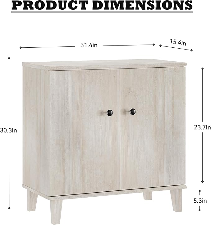 Modern Storage Cabinet 3 in 1 Buffet Storage with Wood Legs and Adjustable Shelf for Dinnig Room Living Room Entryway,Light Oak