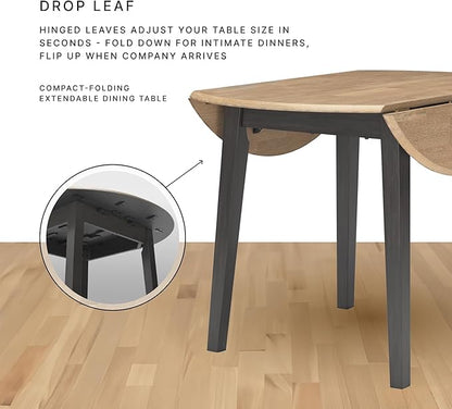 Signature Design by Ashley Gesthaven Contemporary Dining Drop Leaf Table with 4 Legs, Light Brown & Dark Brown