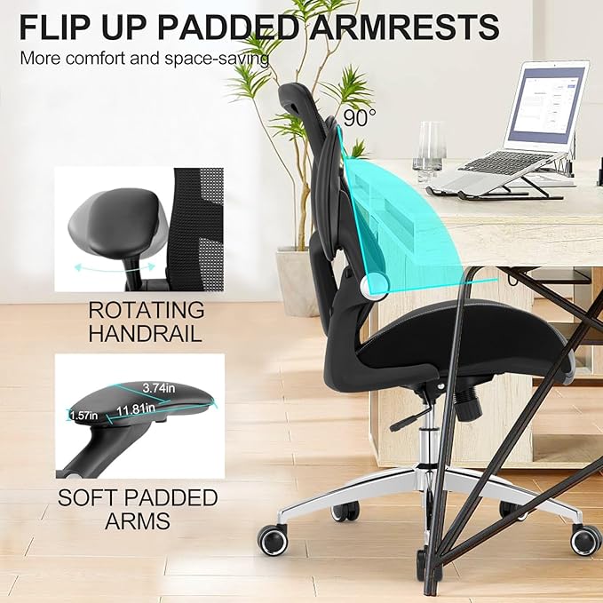 Big and Tall Office Chair, 400lbs Ergonomic Desk Chair with Wide 3D Modeling Foam Seat Cushion Mesh Computer Chair with Lumbar Support, Heavy Duty Executive Task Chair for Home Office, Black
