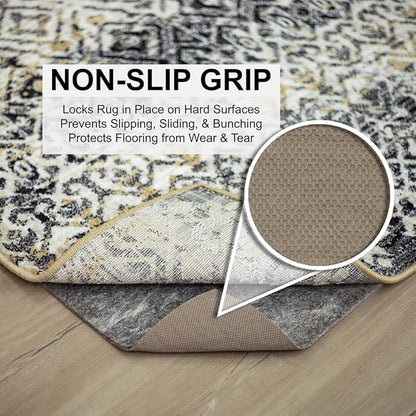 Mohawk Home 2' 6" x 9' 6" Non Slip Grip Rug Pad 1/4" Thick Dual Surface Felt Cushion + Rubber Gripper - Safe for All Floors