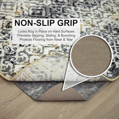 Mohawk Home 2' x 6' Non Slip Grip Rug Pad 3/8" Thick Dual Surface Felt Cushion + Rubber Gripper - Safe for All Floors