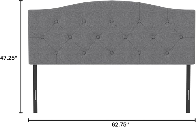 Hillsdale Provence Upholstered Arch Adjustable Tufted Full/Queen Headboard, Glacier Gray