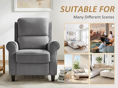 Recliner Chair for Living Room, Modern Reclining Sofa Home Theater Seating with Upholstered Push Back, Mid-Century Reclining Armchair with Lumbar Support, Bedroom, Reading Nook, Office, Set of 2