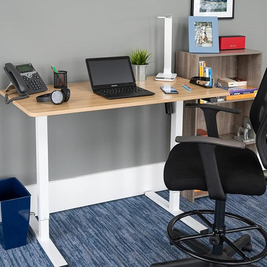Stand Up Desk Store Electric Compact Standing Desk (Charcoal Frame/Natural Oak Top, 48” Wide)