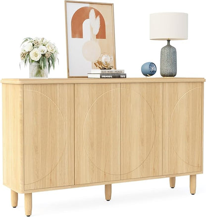 Tribesigns Buffet Cabinet Sideboard with Storage, Large Storage Cabinet Sideboard Buffet Table with Doors for Living Room Kitchen Dining Room (Light Brown)