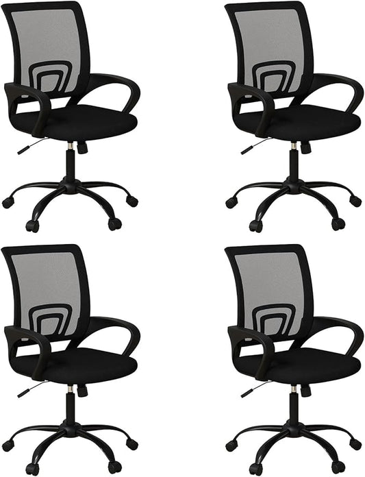 Bonzy Home Ergonomic Office Chairs Set of 4, Swivel Rolling Conference Room Chair, Mesh Computer Desk Chairs with Lumbar Support and Wheel, 4 Pack