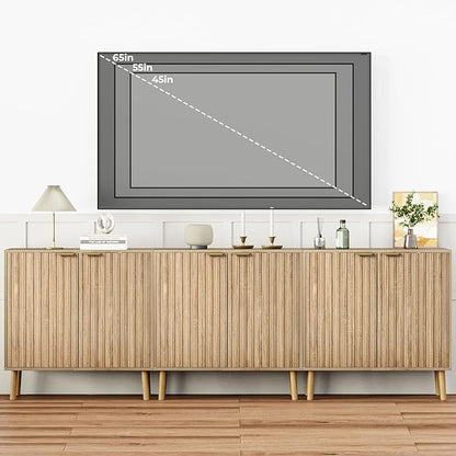Fluted Storage Cabinet, Free Standing Buffet, Wood Sideboard, Multifunctional Accent Storage for Living Room, Hallway, Entryway, Dining Room (2, Oak)