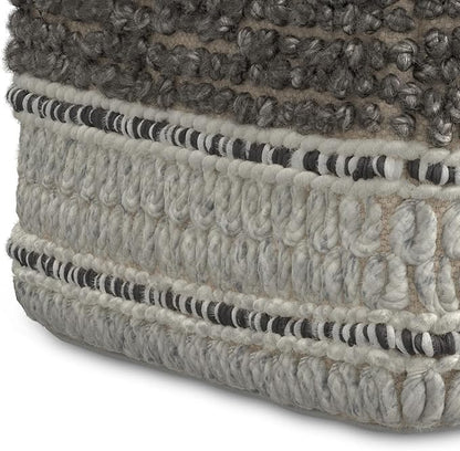 SIMPLIHOME Grady Contemporary Square Pouf in Earth Tone Brown Handloom Woven for the Living Room, Bedroom and Kids Room