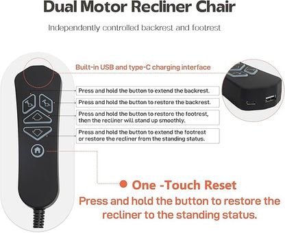 Power Lift Recliners Chairs for Elderly Adults Lay Flat Recliner with Heat & Massage, Wireless Charging Device, USB Ports, Cup Holder, Lumbar Pillow, 400Lbs (Grainy Fibric,Caramel Brown)
