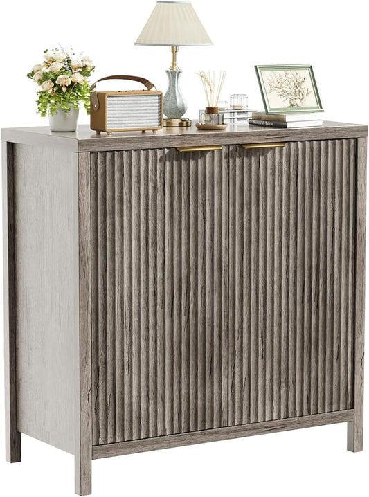 Sideboard Buffet Cabinet, 31" Storage Cabinet with 2 Doors and Adjustable Shelves, Sideboard Console for Dinning Room, Kitchen and Living Room - Grey