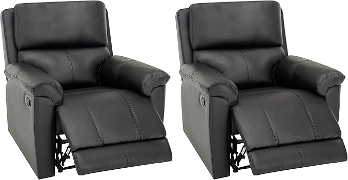 MINCETA Recliner Chairs,Modern 5" Wall Hugger Nursery Recliner with Overstuffed Arm and Back for Living Room,Set of 2,PU Leather in Black