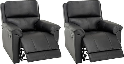MINCETA Recliner Chairs,Modern 5" Wall Hugger Nursery Recliner with Overstuffed Arm and Back for Living Room,Set of 2,PU Leather in Black