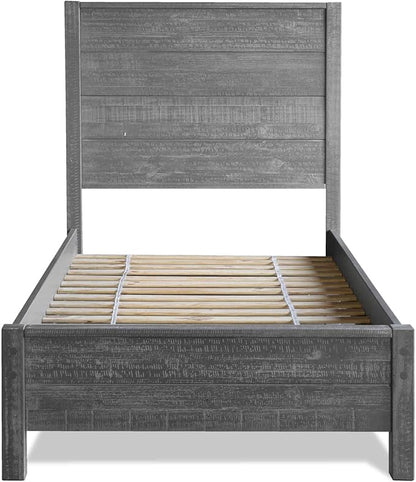 Grain Wood Furniture Montauk Solid Wood Bed, Twin Size, Rustic Grey