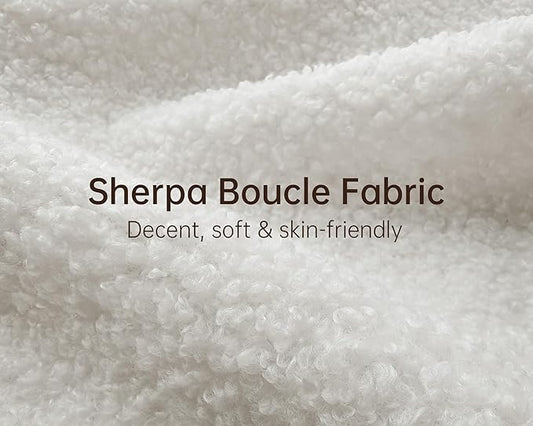 Morden Fort Modern Cloud Couch - 3 Seater Sherpa Boucle Sofa with Wood Legs, Ultra-Thick High Resilience Cushion with 3 Matching Pillows Upholstered Comfy Couch Sofa for Living Room - Off White