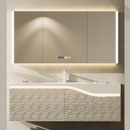 36in Elegant Modern Luxury Bathroom Vanity with Sink - Wall Mounted Solid Wood Cabinet & Smart LED Defogging Mirror | Single Sink Bathroom Cabinets