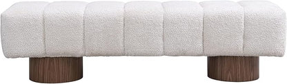 Christopher Knight Home Manila 64" Upholstered Ottoman Bench, Rectangular Dining Seat, Spacious Seating, Long Footstool, Boucle Dining Bench for Living Room Dining Room, No Assembly Needed, Beige