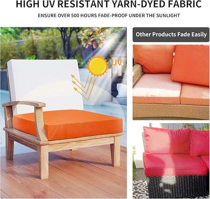 Easy-Going Waterproof Patio Cushion Covers 24x22x4 inch 4 Pack Replacement Non-Slip Outdoor Seat Cushion Slipcover with Zipper. Orange
