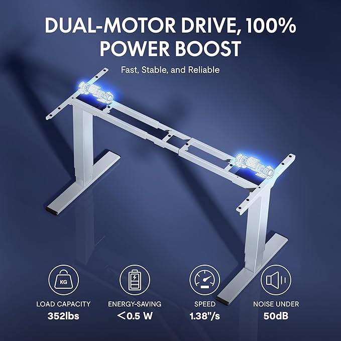 FLEXISPOT CyberX RGB LED Electric Gaming Standing Desk, 55 Inch Dual Motor 3-Stage Adjustable Desk up to 352 lbs, Large Ergonomic Computer Workstation for Gamers, Streamers & Home Studios (White)