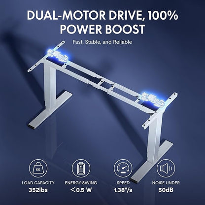 FLEXISPOT CyberX 71 Inch RGB LED Electric Gaming Standing Desk, Dual Motor 3-Stage Adjustable Desk up to 352 lbs, Large Ergonomic Computer Workstation for Gamers, Streamers & Home Studios (White)