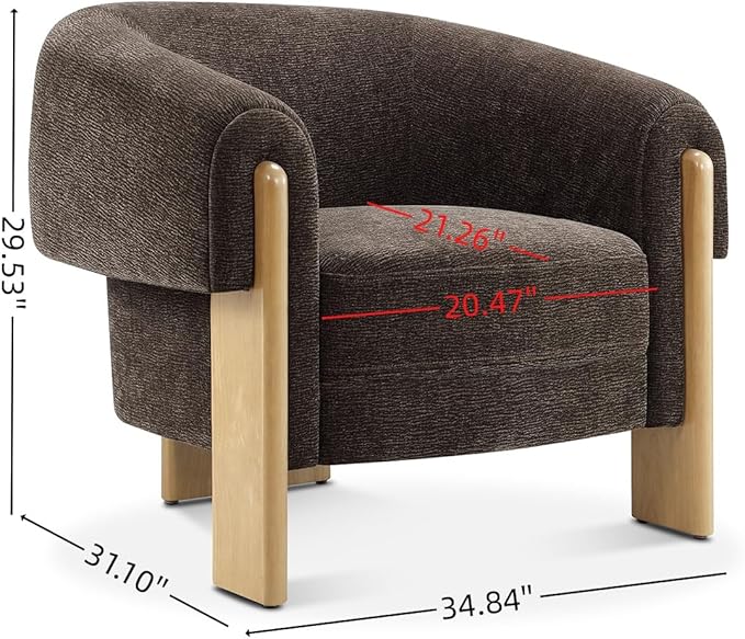 CHERS Mid-Century Modern Accent Chair, Upholstered Vintage Living Room Chairs with Wood Legs, Luxury Velvet Fabric Green Accent Chair Comfy Lounge Armchair for Reading Nook, Bedroom, Office (Espresso)